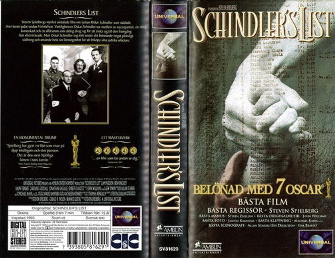 Huvudbild Schindler's List (vhs)